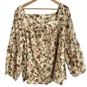 A.N.A. A New Approach Blouse Top Women’s Plus Size 3X Floral Boho Ballon Sleeves